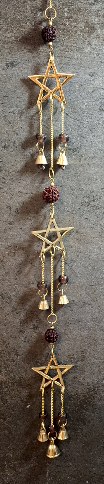 Mässing Klocka med Pentagram och e Rudraksha 
