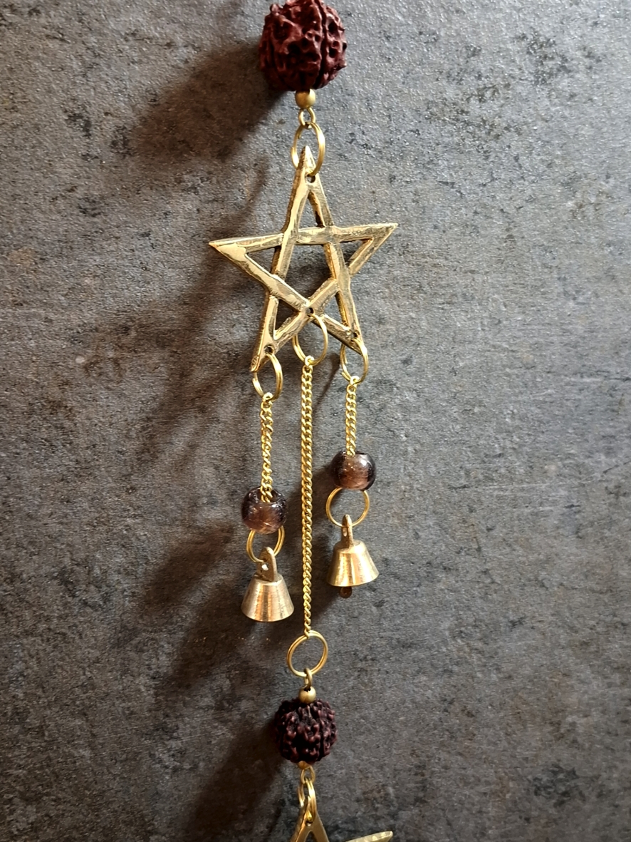 Mässing Klocka med Pentagram och e Rudraksha  - 2