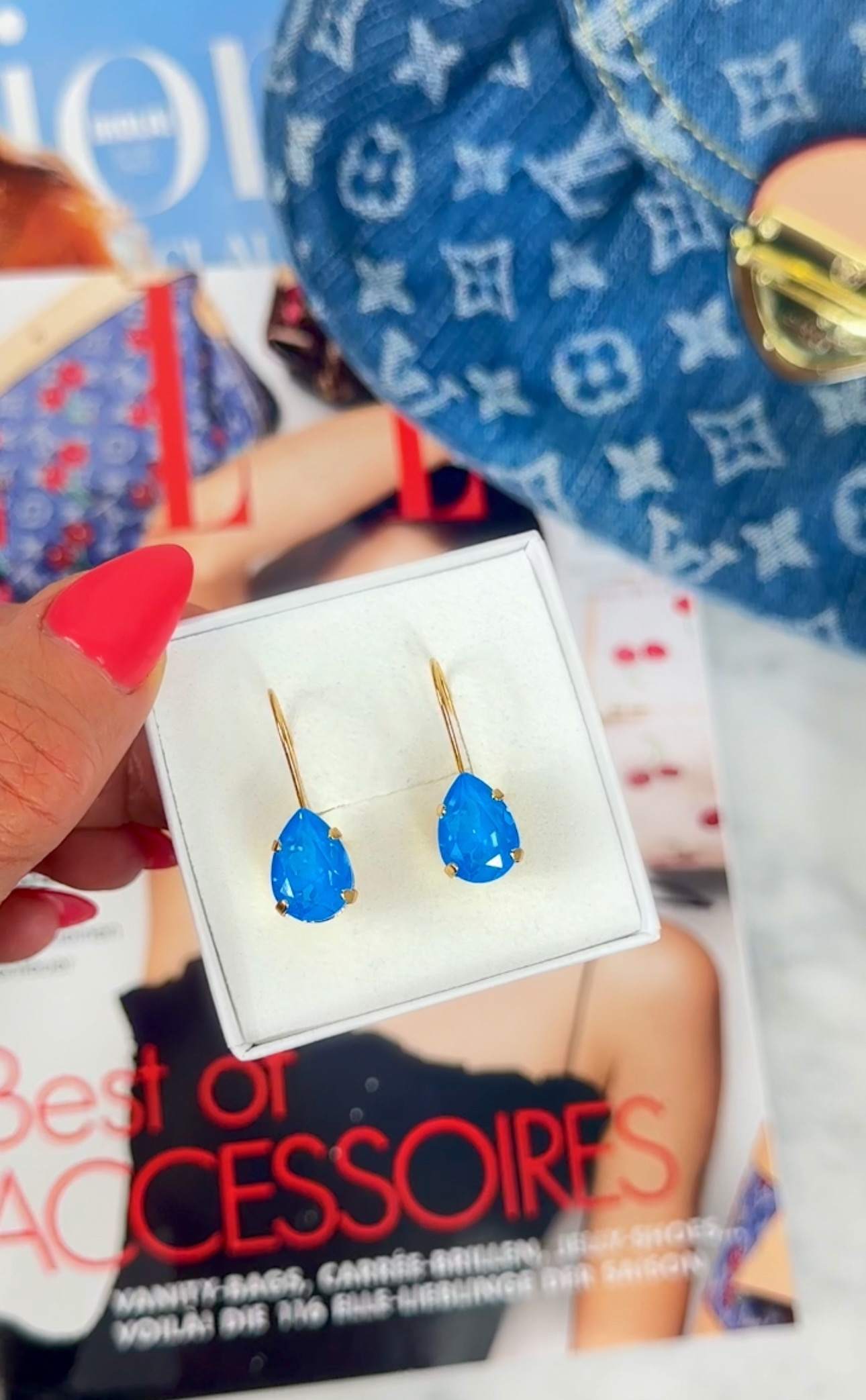 Örhänge Khloe Drop Electric Blue Gold