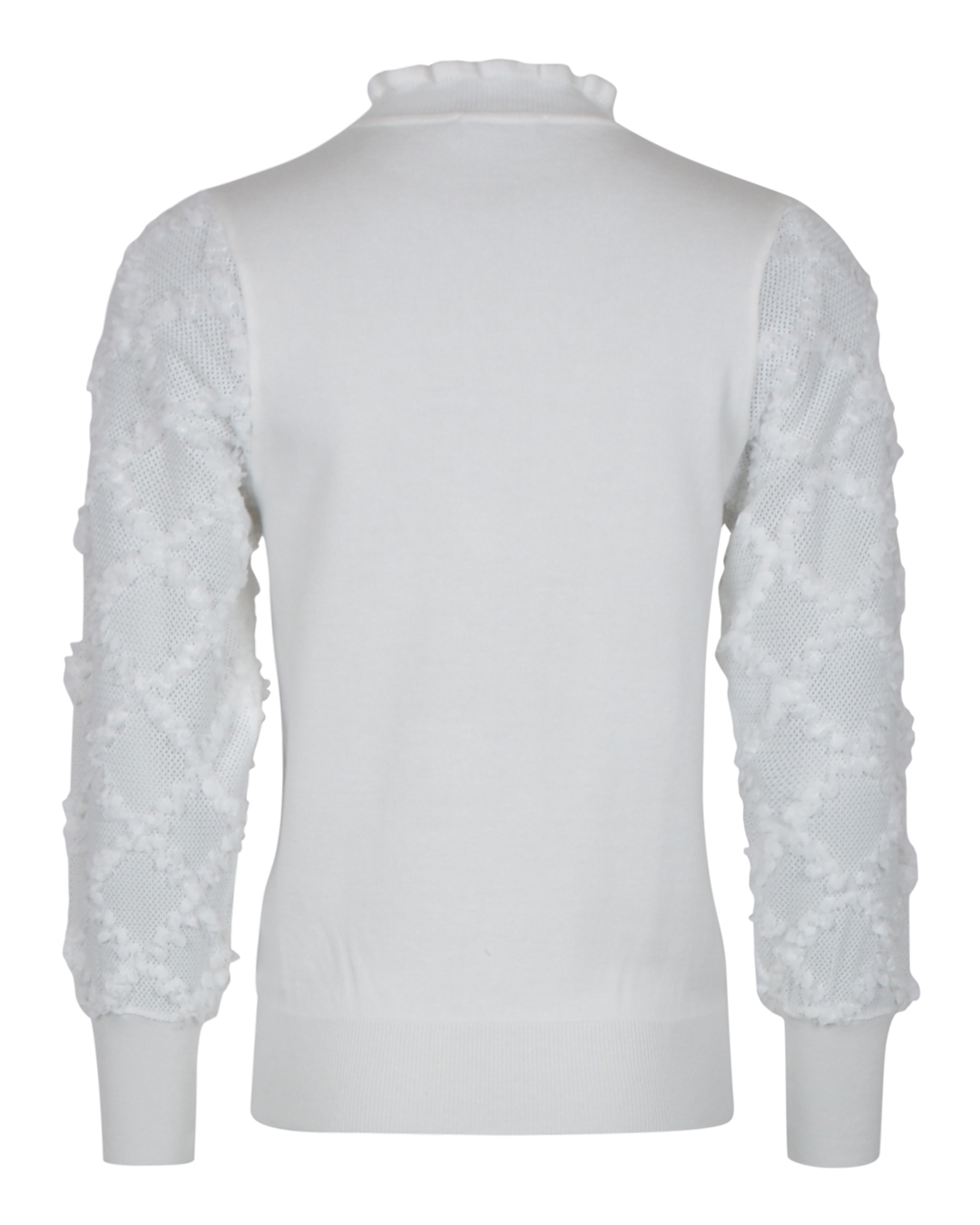 Jumper spets på ärm ståkrage offwhite - 2