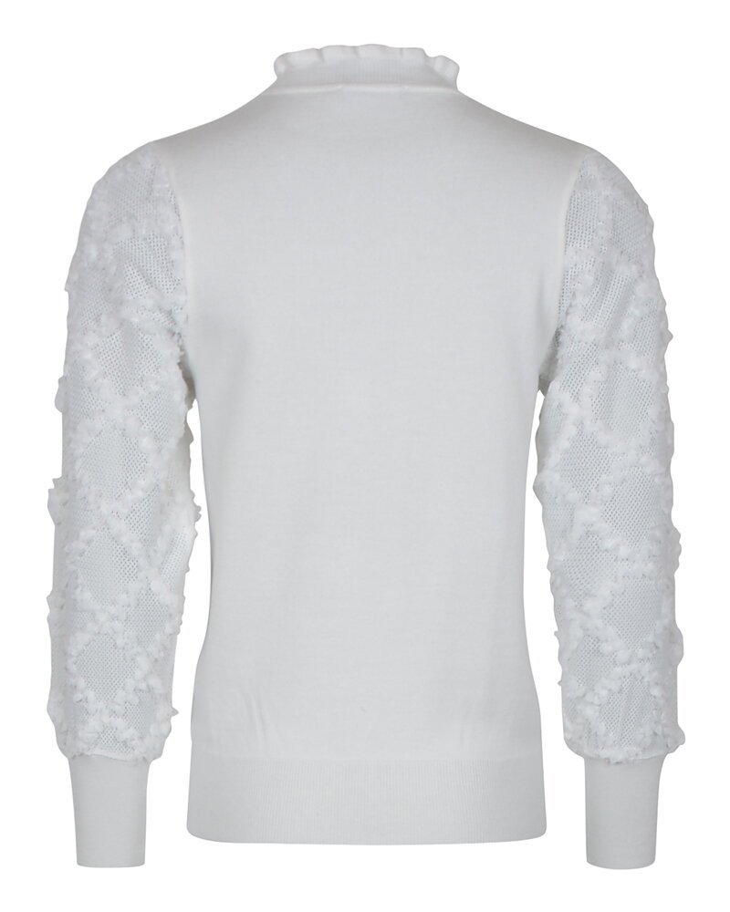 Jumper spets på ärm ståkrage offwhite