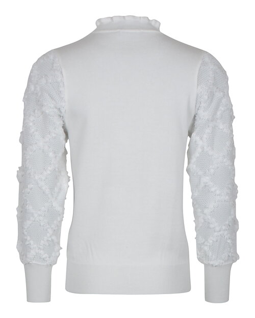 Jumper spets på ärm ståkrage offwhite - 2