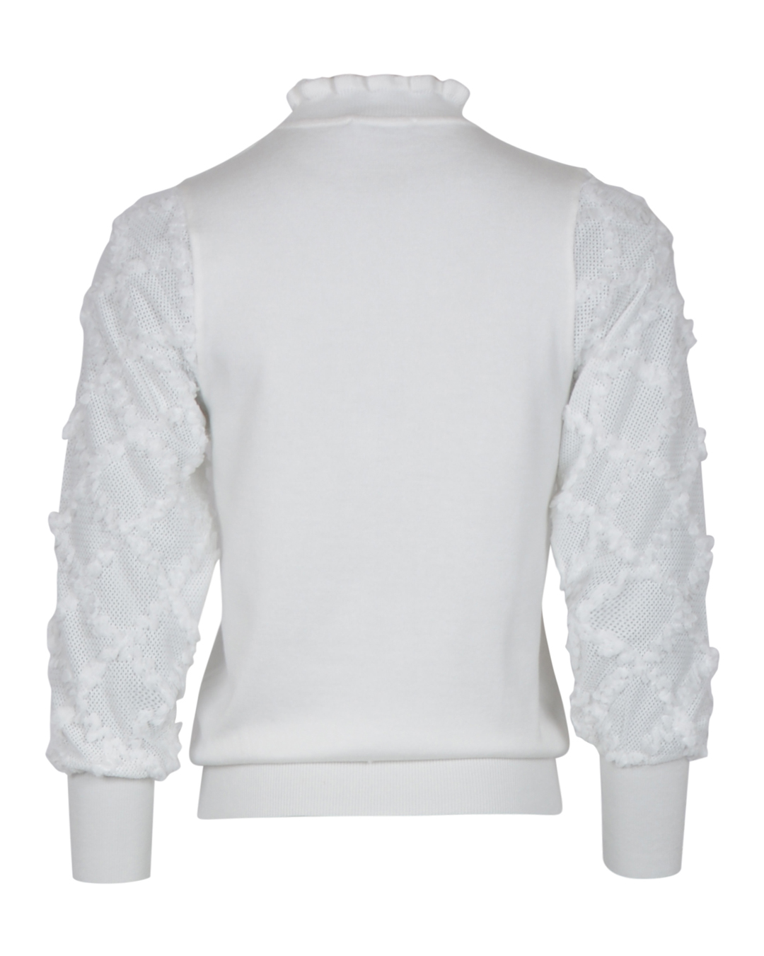 Jumper spets på ärm ståkrage offwhite - 4