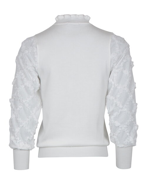 Jumper spets på ärm ståkrage offwhite - 4