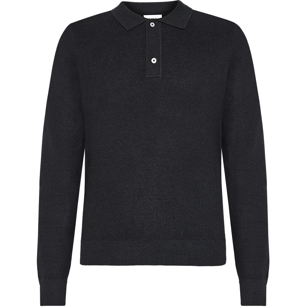 GRHam LS Polo Knit Black Melange