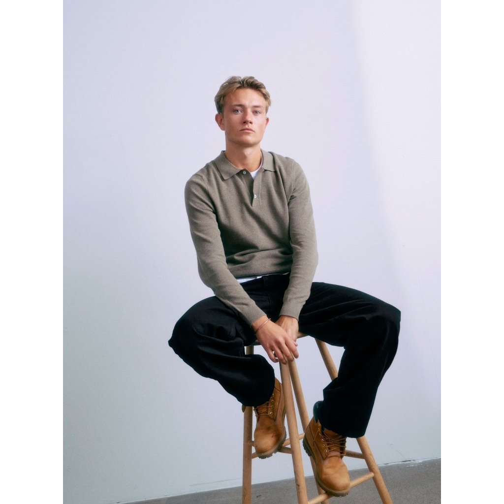 GRHam LS Polo Knit Nature Melange - 3