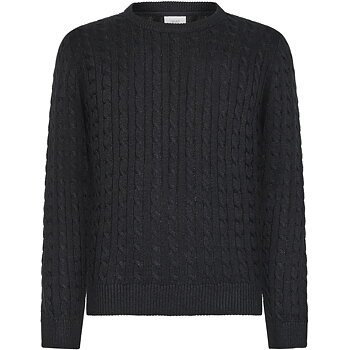GRTue Cable LS Knit Black Melange