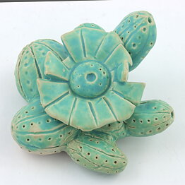 Anita Nylund (1990s) Unique Green Cactus from Own Studio 10 cm