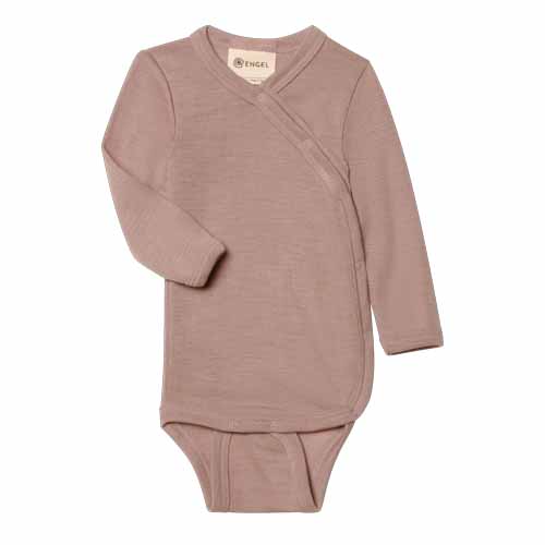 Engel Natur ullsilke body omlott baby GOTS-certifiered   - dusty rose - liggande ramifrån