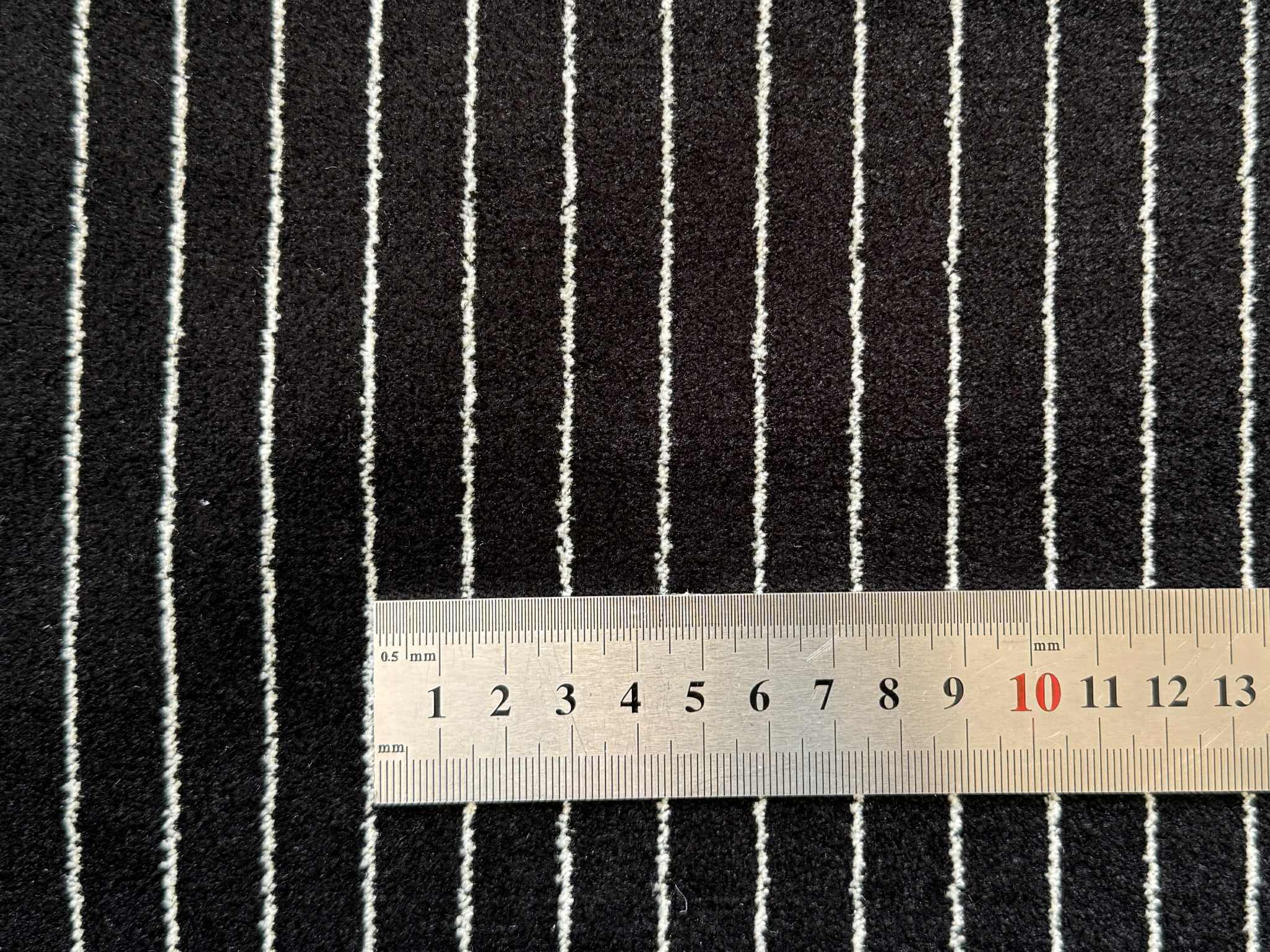 Tyg veteran Porsche velour svart m vita streck
