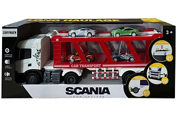 Contruck Scania-kuorma-auto perävaunulla + autot, valot ja äänet