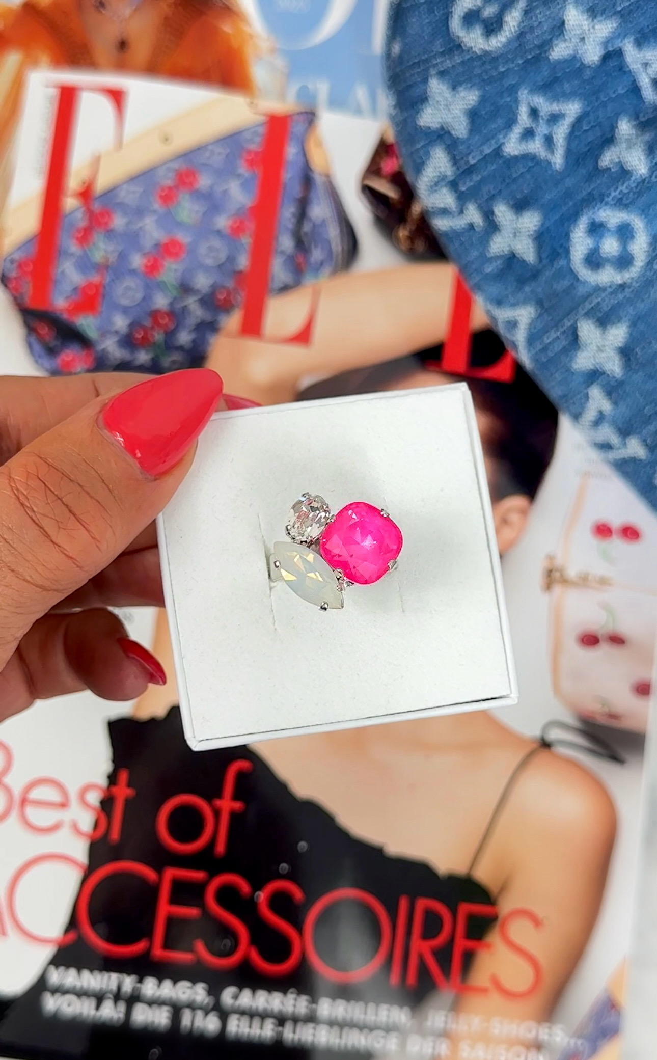 Ring Cruz Electric Pink combo Silver
