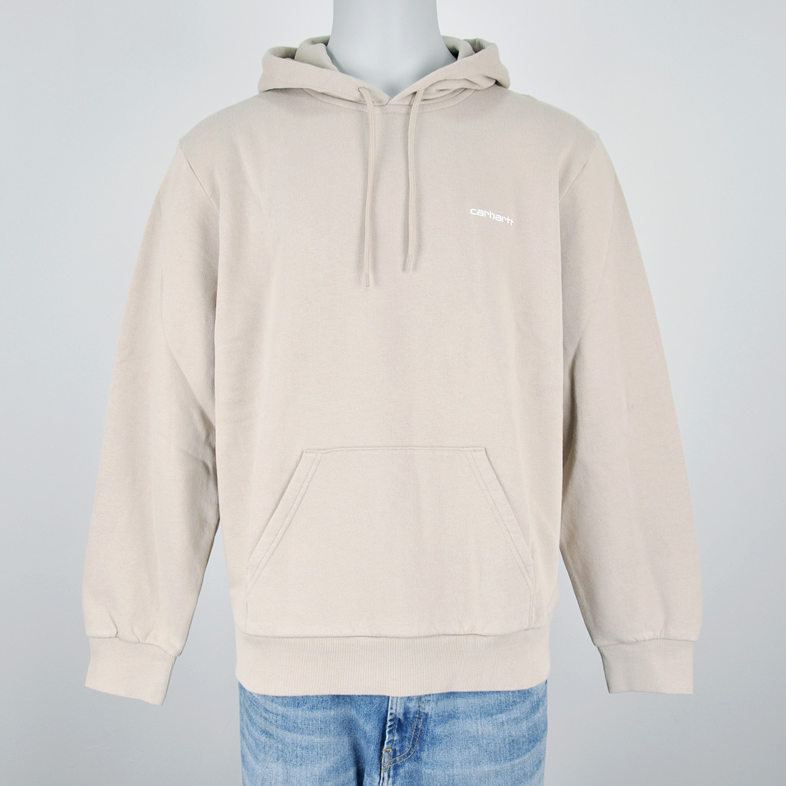 Carhartt WIP - Hooded Script Embroidery Sweat Fleur de Sel / White