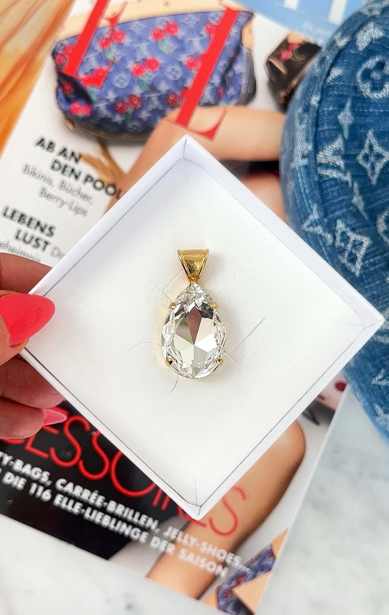 Khloe Pedant Clear Crystal Gold