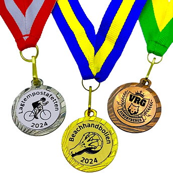 Medalj Boston 32mm, inklusive band och gravyr