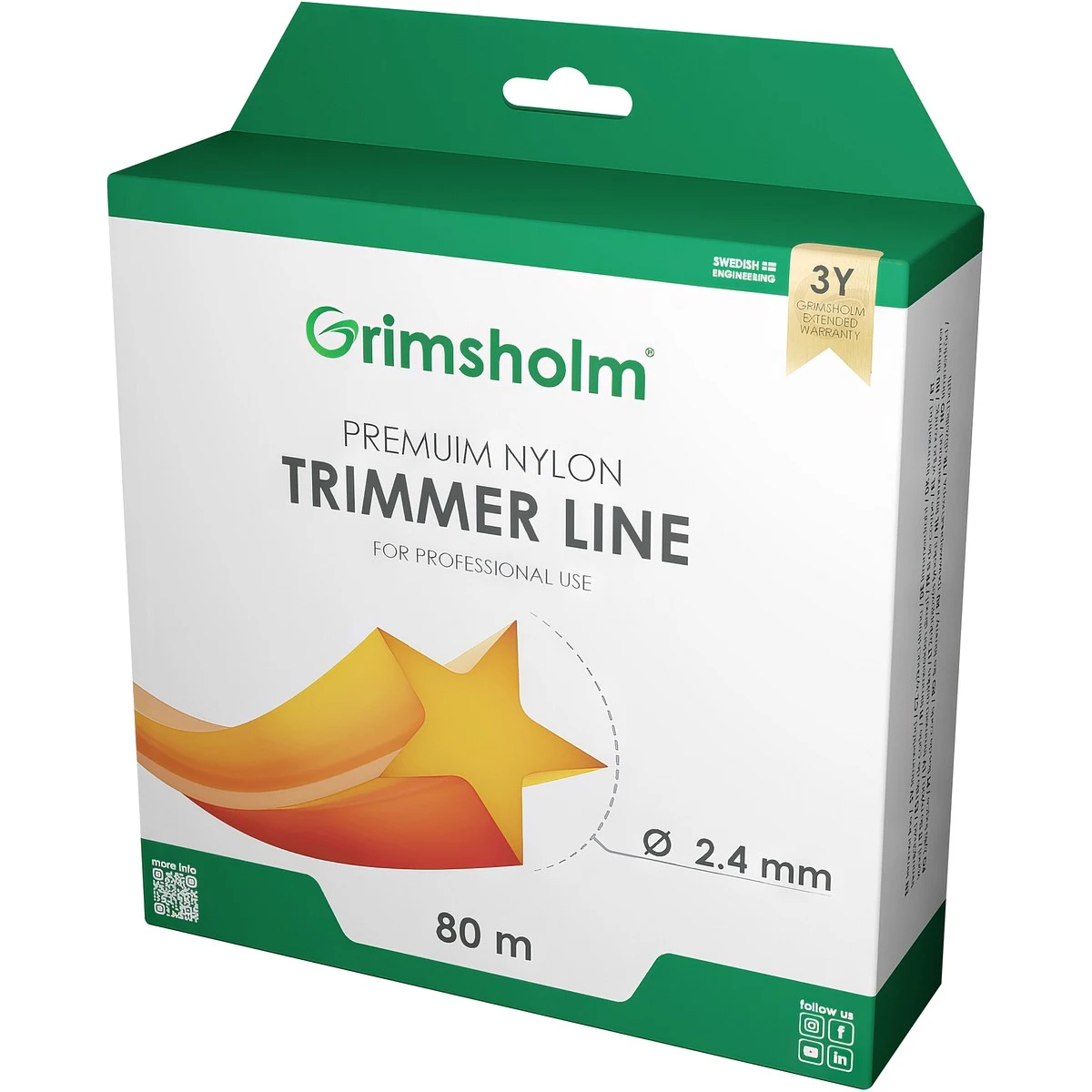 Trimmertråd 2,4mm 80m stjärna