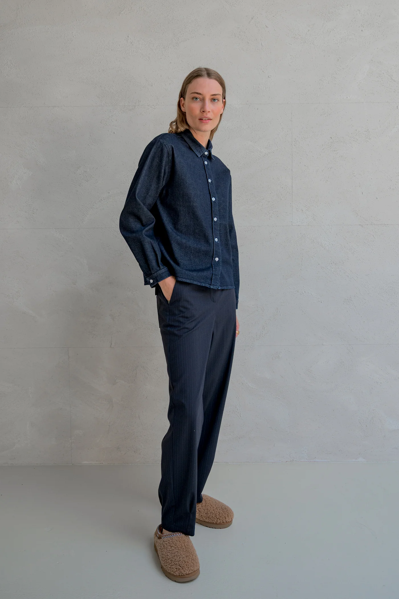 PENN&INK Trousers Navy Stripe - 4