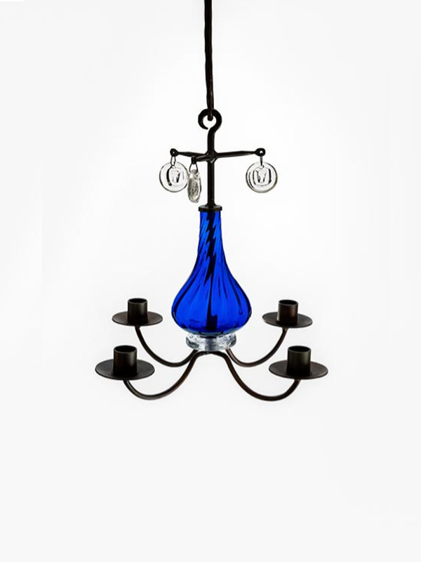 Kronleuchter SH 348 B mit blauem Glas