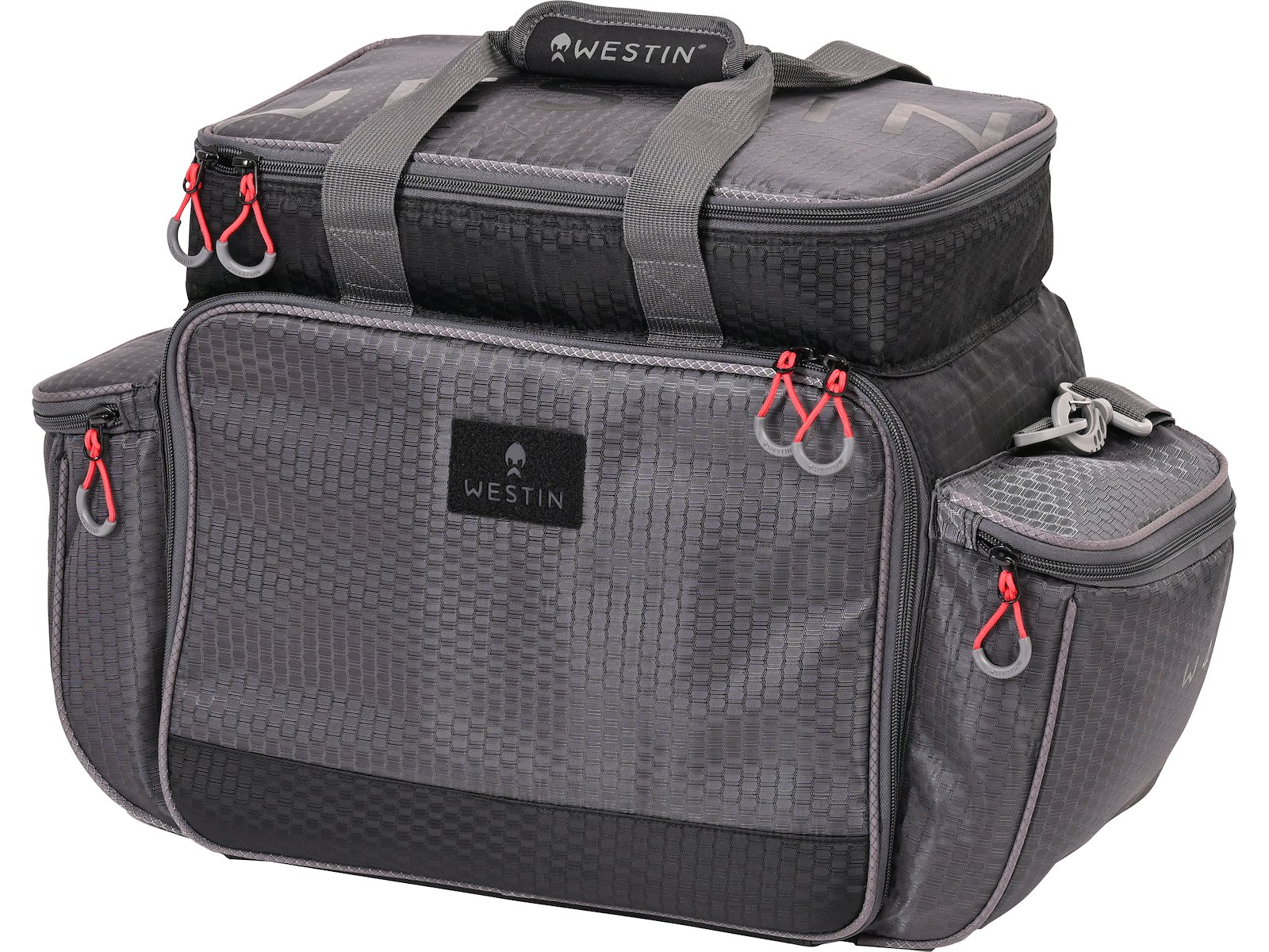 Spacious bait bag from westin in titanium black