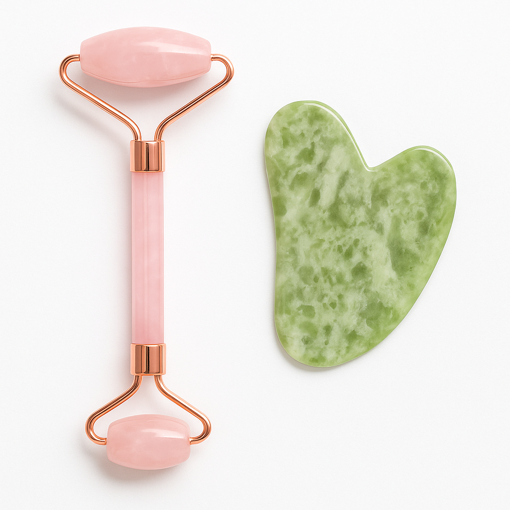 Pink Jade Roller &amp; Gua-Sha Heart - Beauty Duo