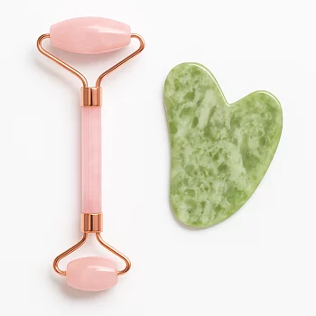 Pink Jade Roller &amp; Gua-Sha Heart - Kauneus Duo