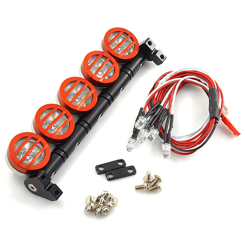 Yeah Racing YA-0370RD 1/10 Aluminum Roof 5 White LED Light Set Red For RC Truck Crawler