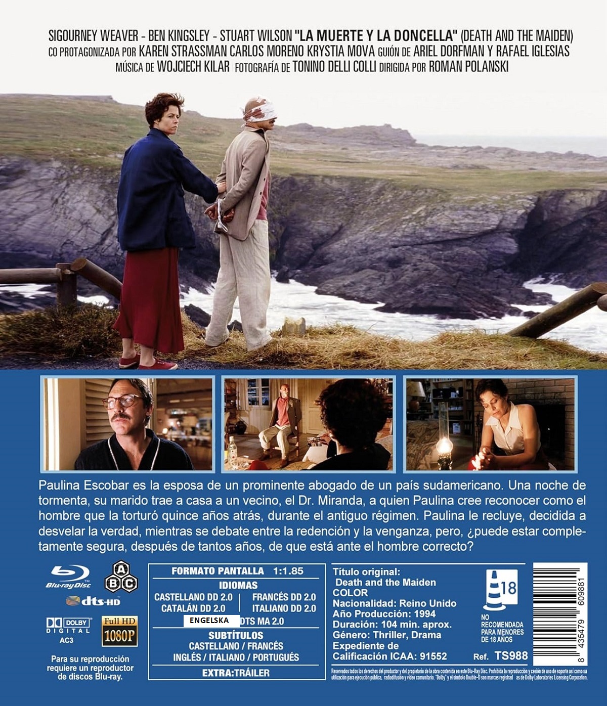 Death And the Maiden (ej svensk text) (Blu-ray) - 2