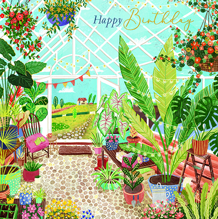 Relaxing In The Greenhouse, Greeting Card