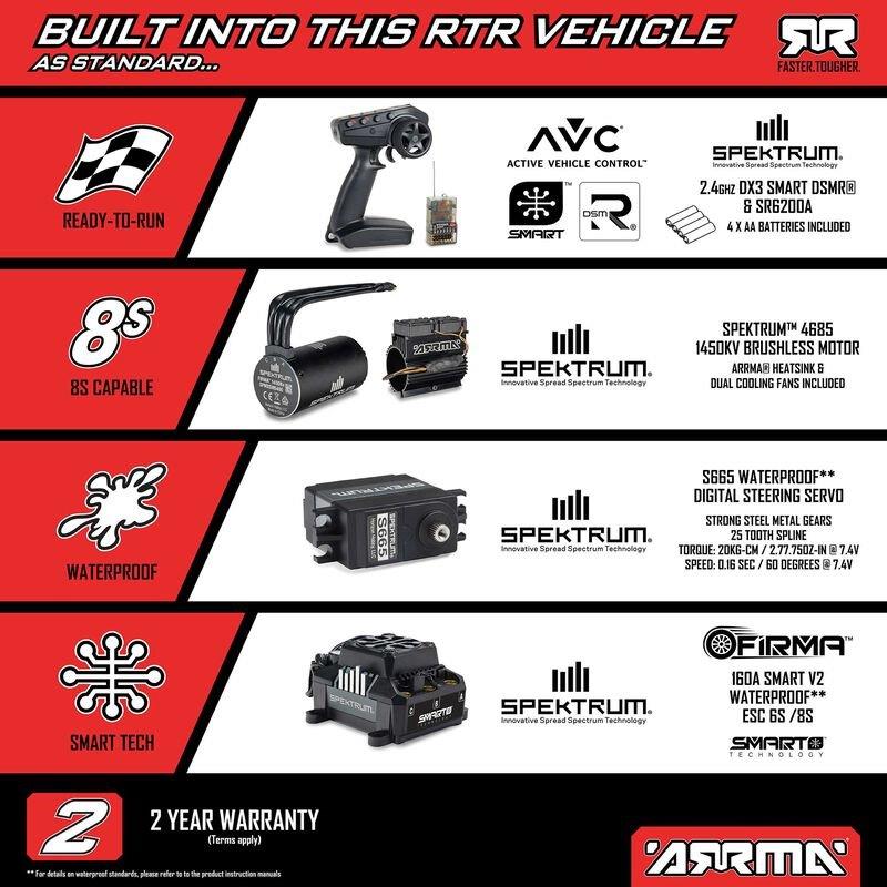 ARRMA 1/7 LIMITLESS 8S AVC 4X4 RTR Brushless Street Speed, White/Blue - 27
