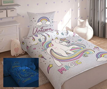 Unicorn Bäddset GLOW IN THE DARK