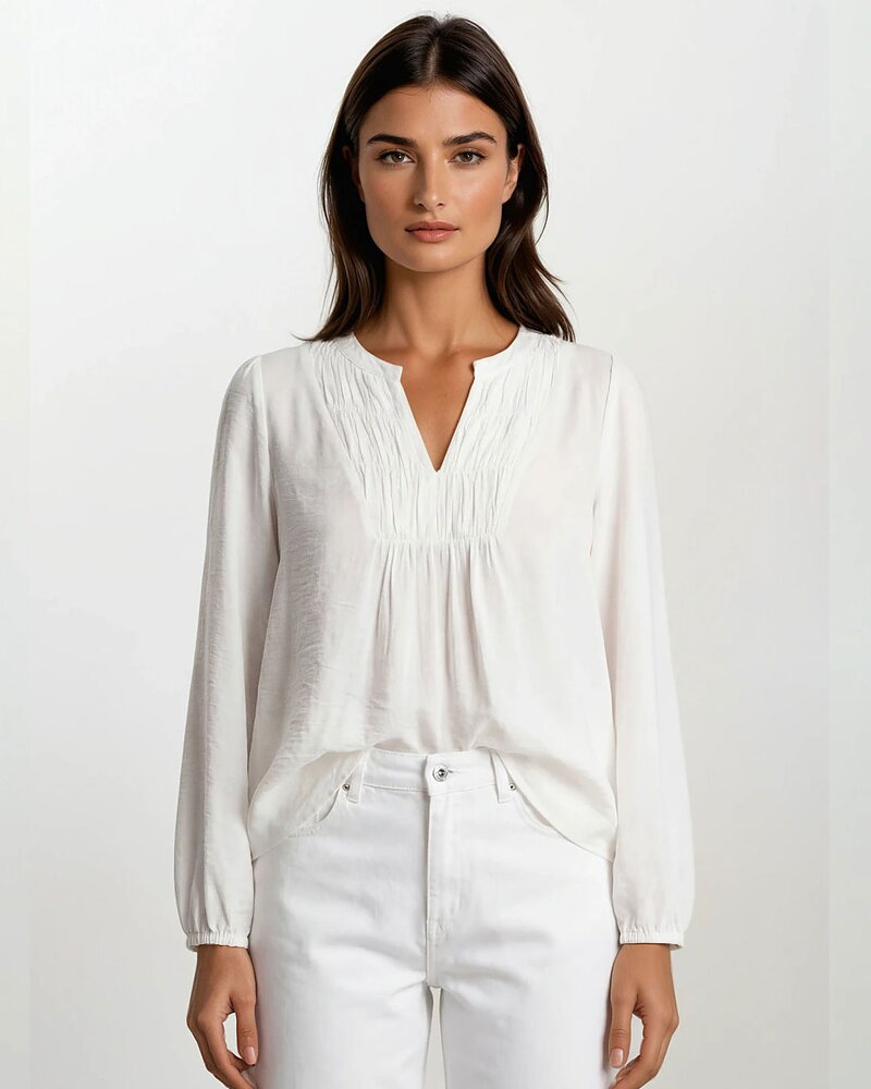 Blus Renee v-ringad offwhite