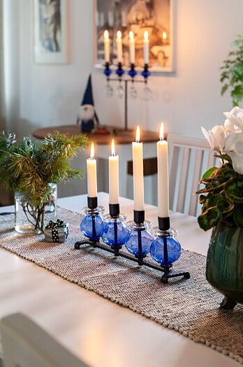Adventslysestake SH 338, blått glass