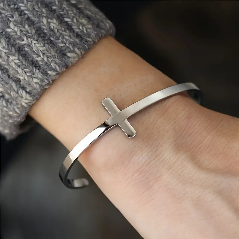 Armband "Steel Cross" i rostfritt stål   - 2