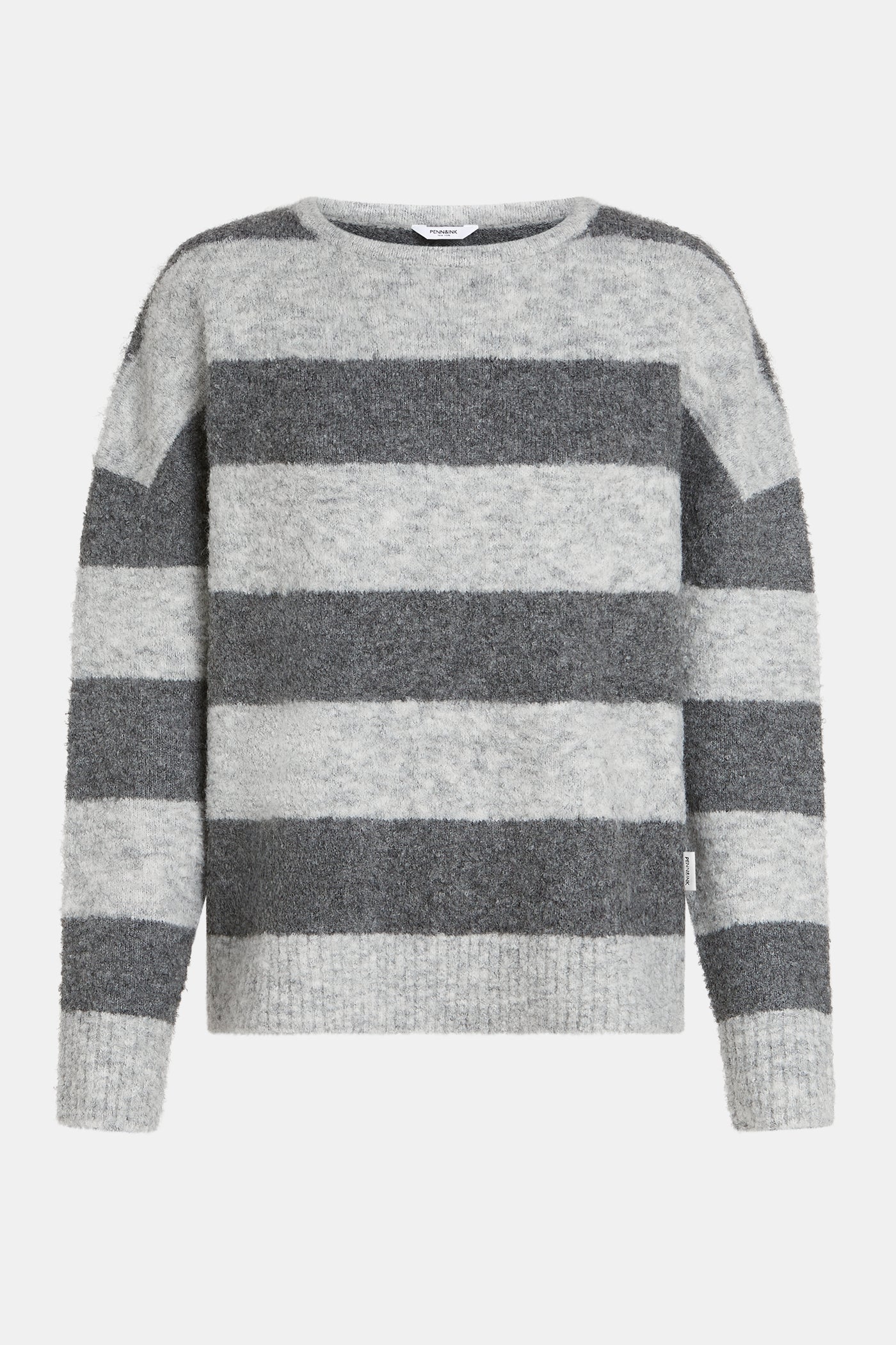 Penn & Ink NY  -Jumper Stripe Light Grey - Grey - 4