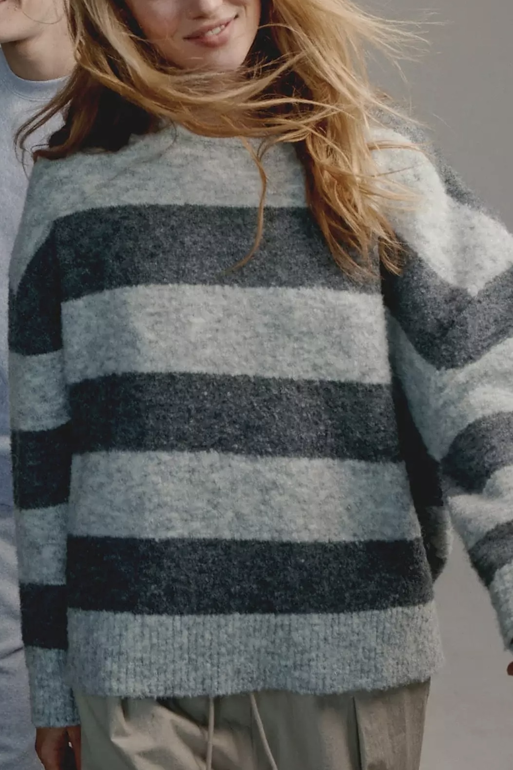 Penn & Ink NY  -Jumper Stripe Light Grey - Grey - 3