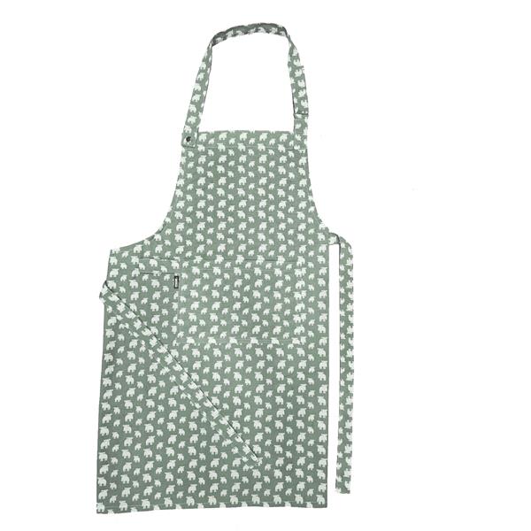 Apron Moz Recycled cotton, green/white