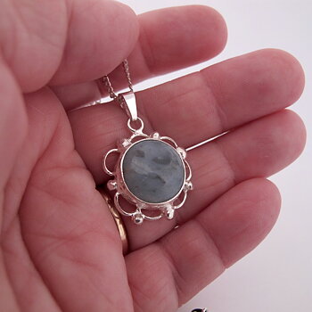 Necklace with hand cut stone  32x23mm