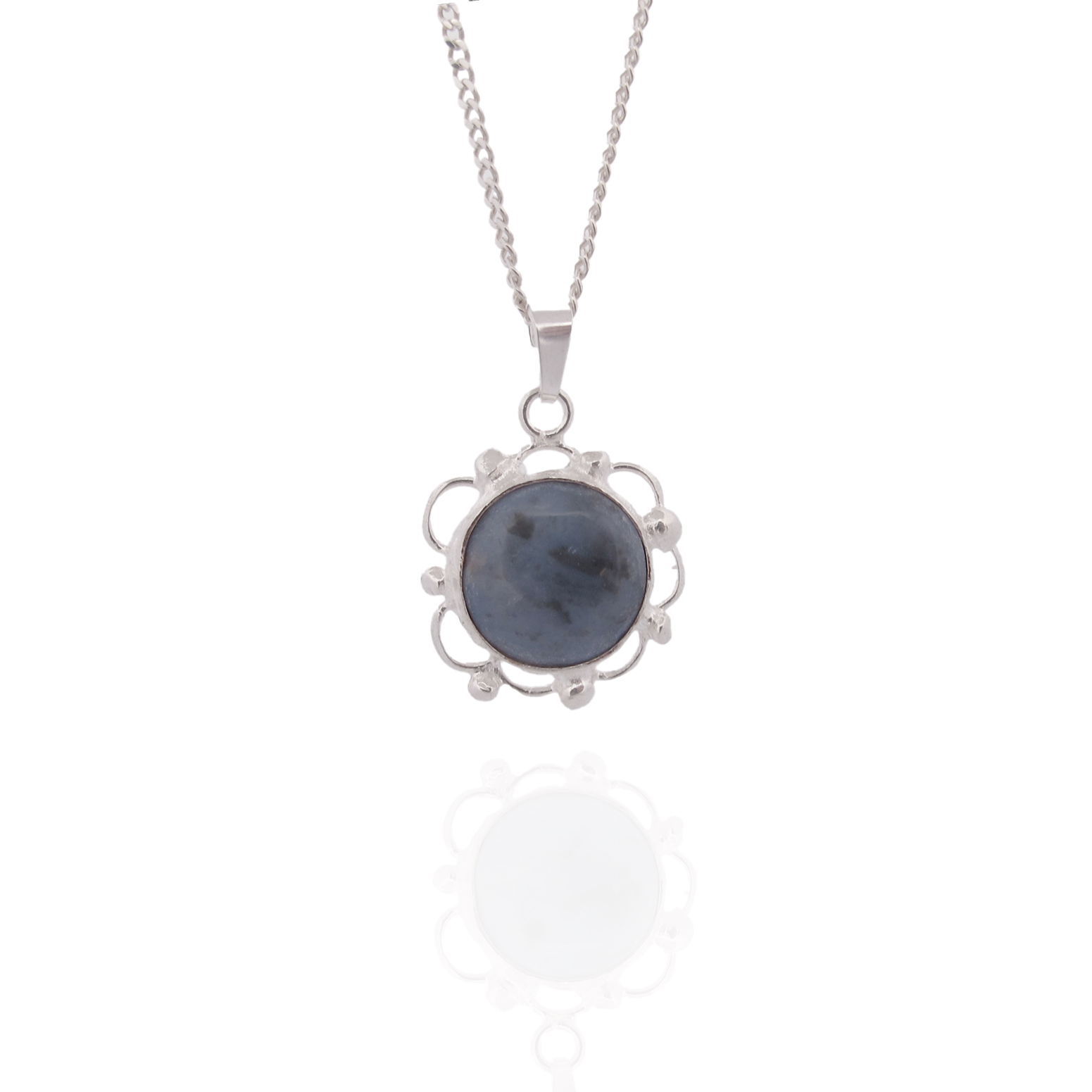 Necklace with hand cut stone  32x23mm