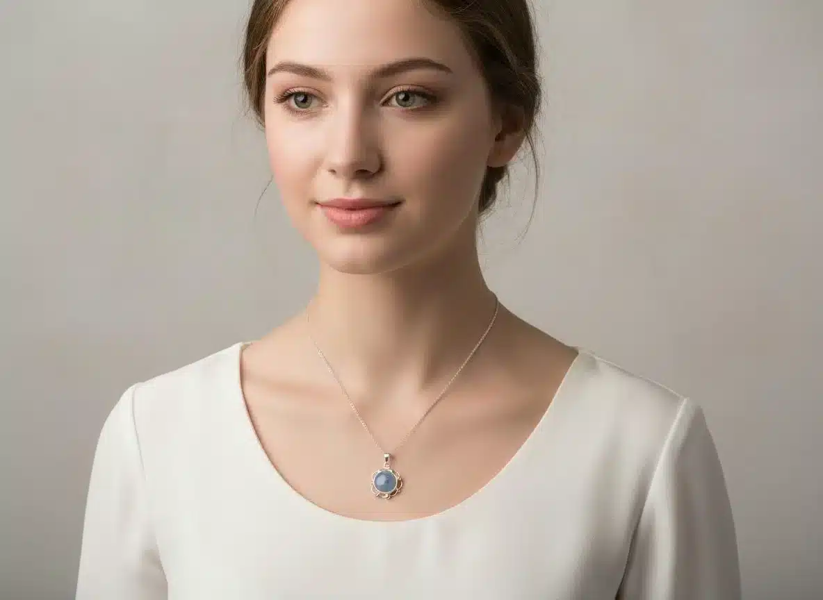 Necklace with hand cut stone  32x23mm - 2