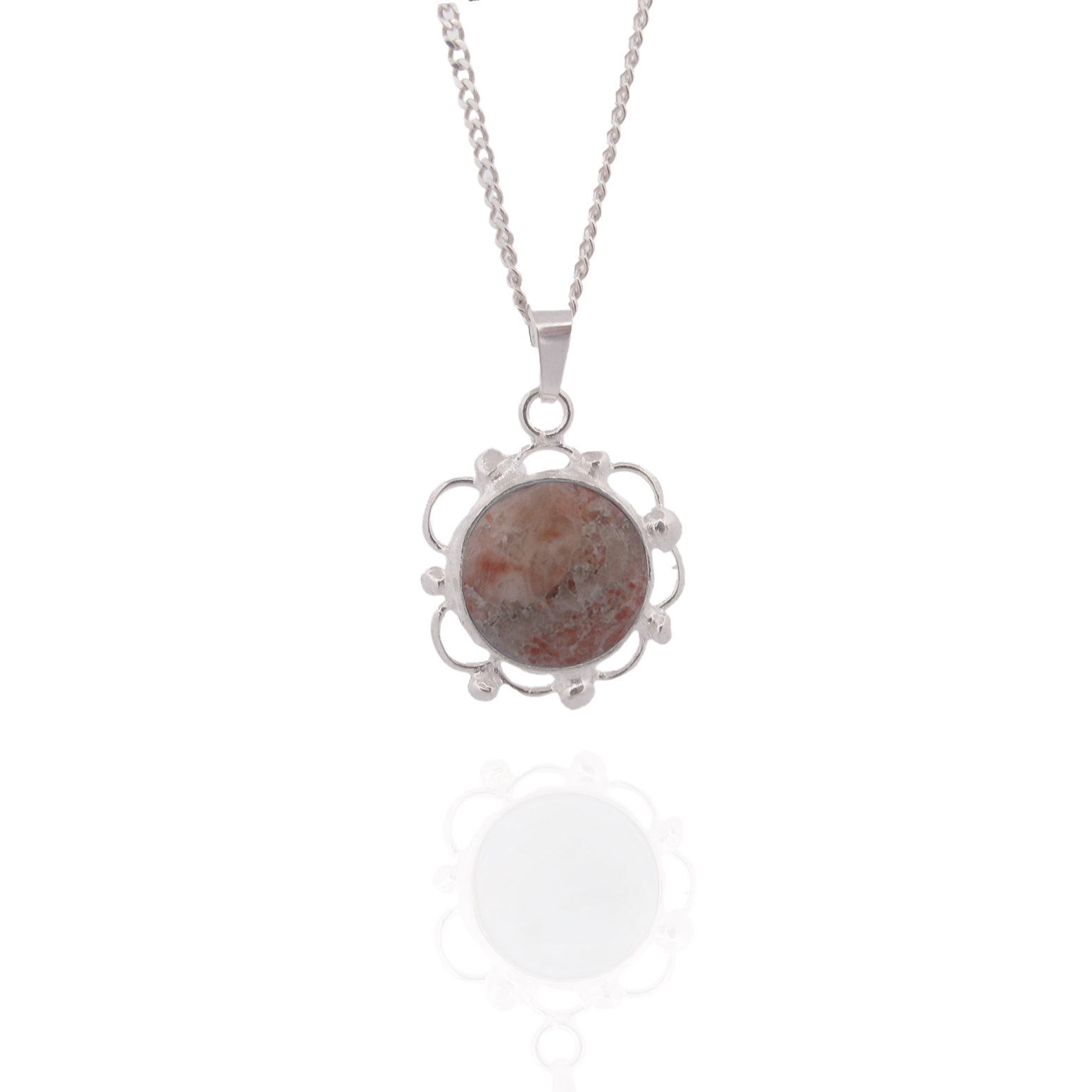 Necklace with hand cut stone  32x23mm