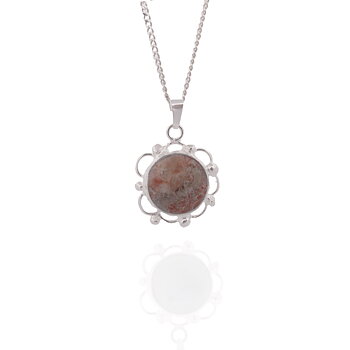 Necklace with hand cut stone  32x23mm