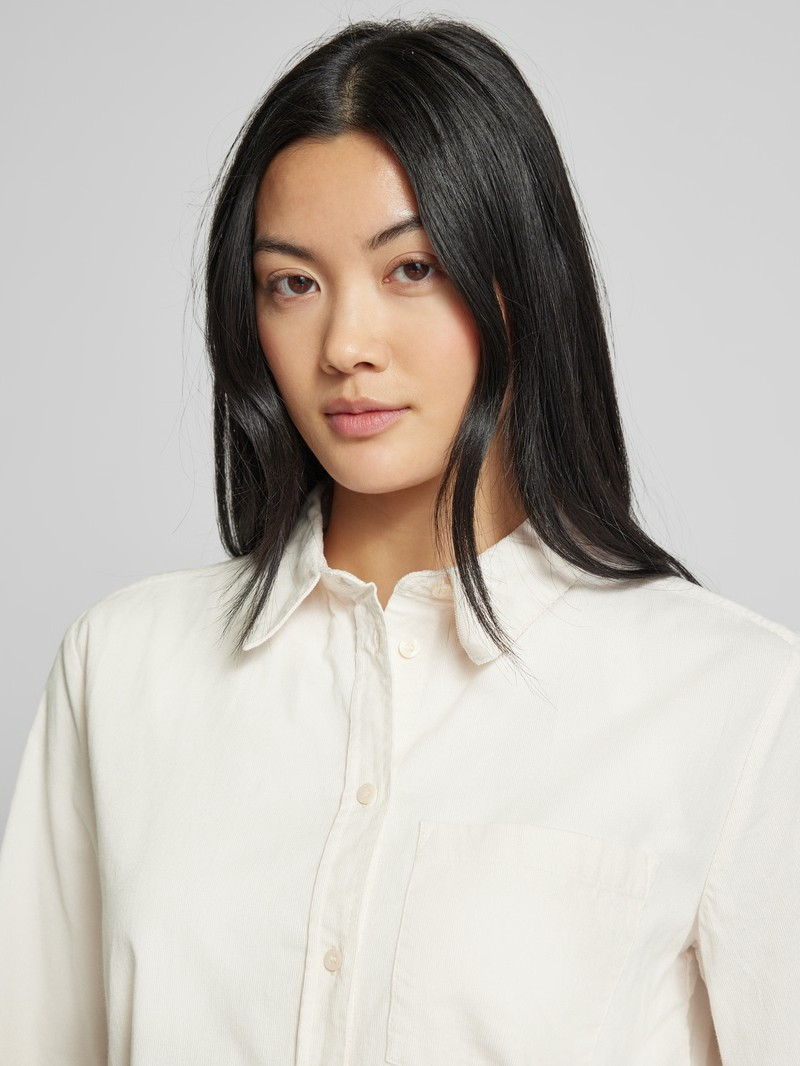LTD QR Corduroy Shirtcollar Blouse - Lucid White - Street One