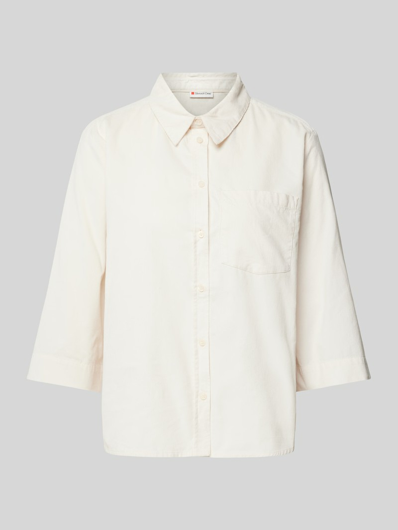 LTD QR Corduroy Shirtcollar Blouse - Lucid White - Street One