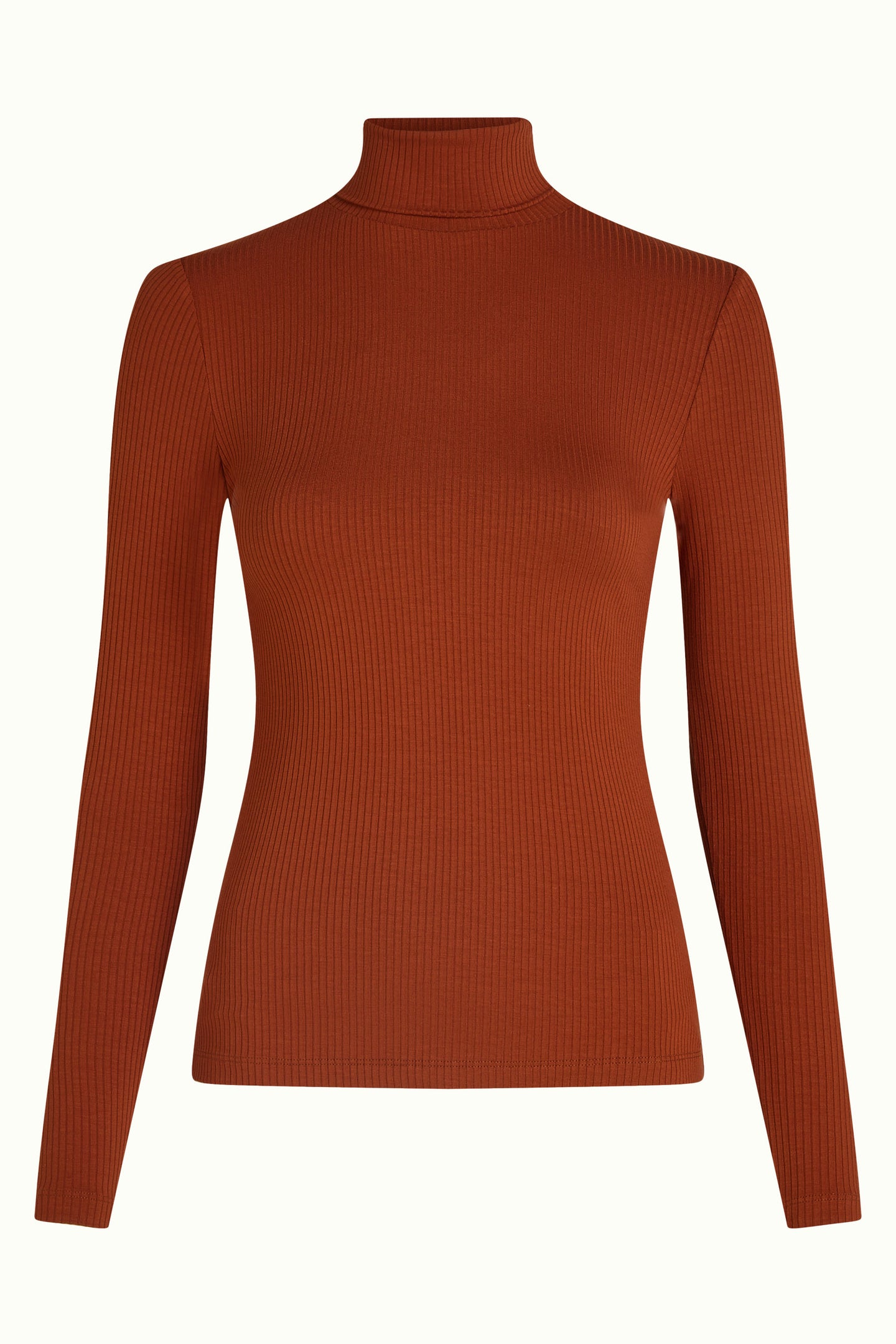 Rollneck Top Uni Rib Spicy brown - 6