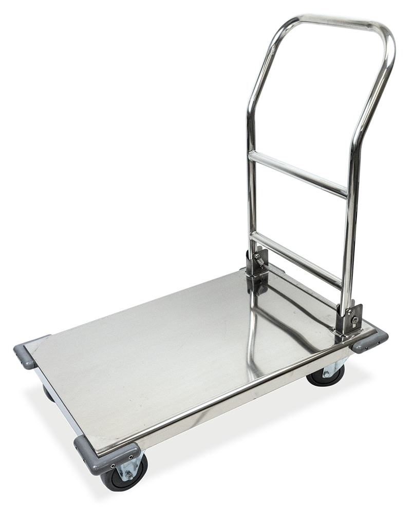 Platform stainless steel trolley with retractable handle