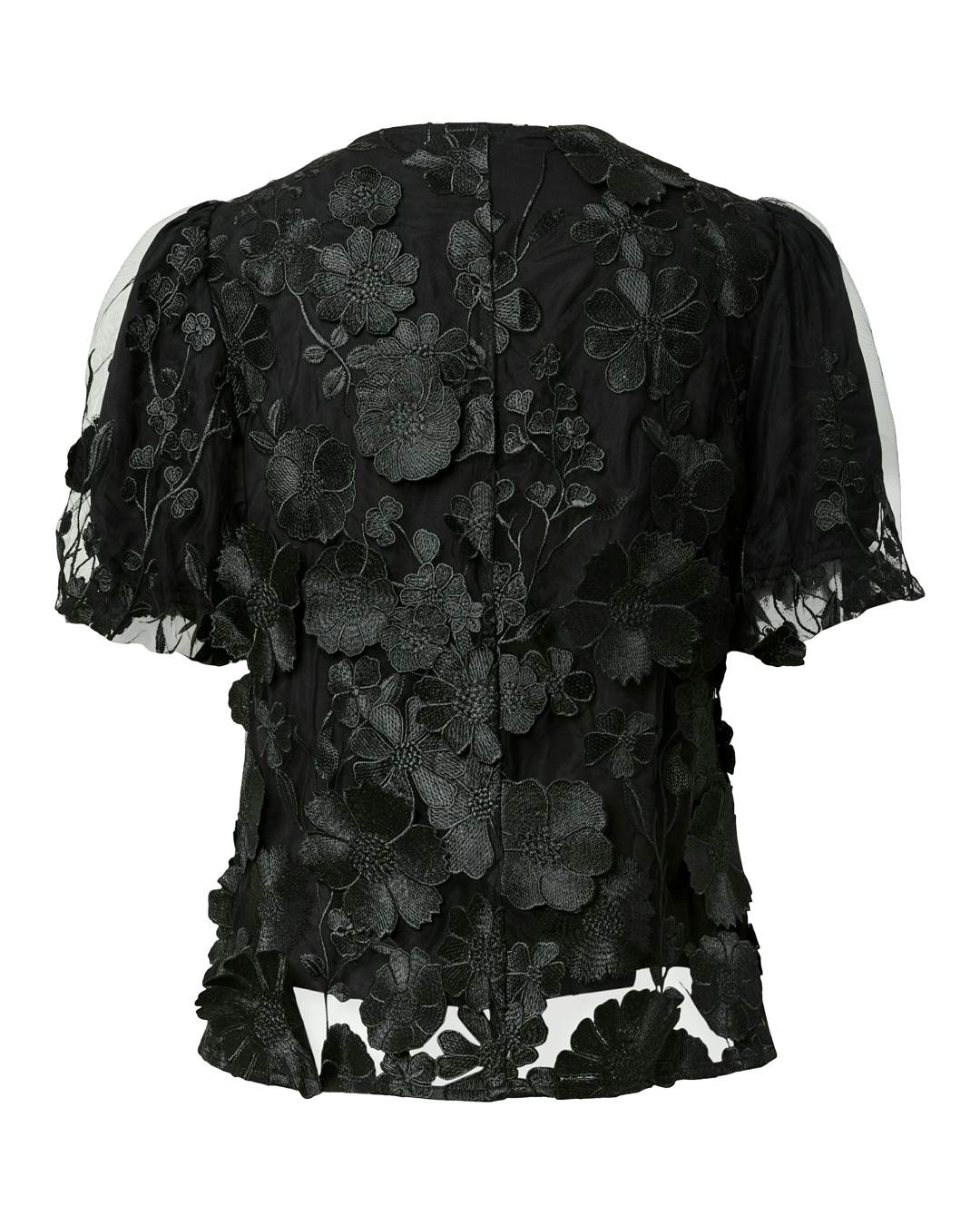 Blus blommig spets v-ringad svart - 2
