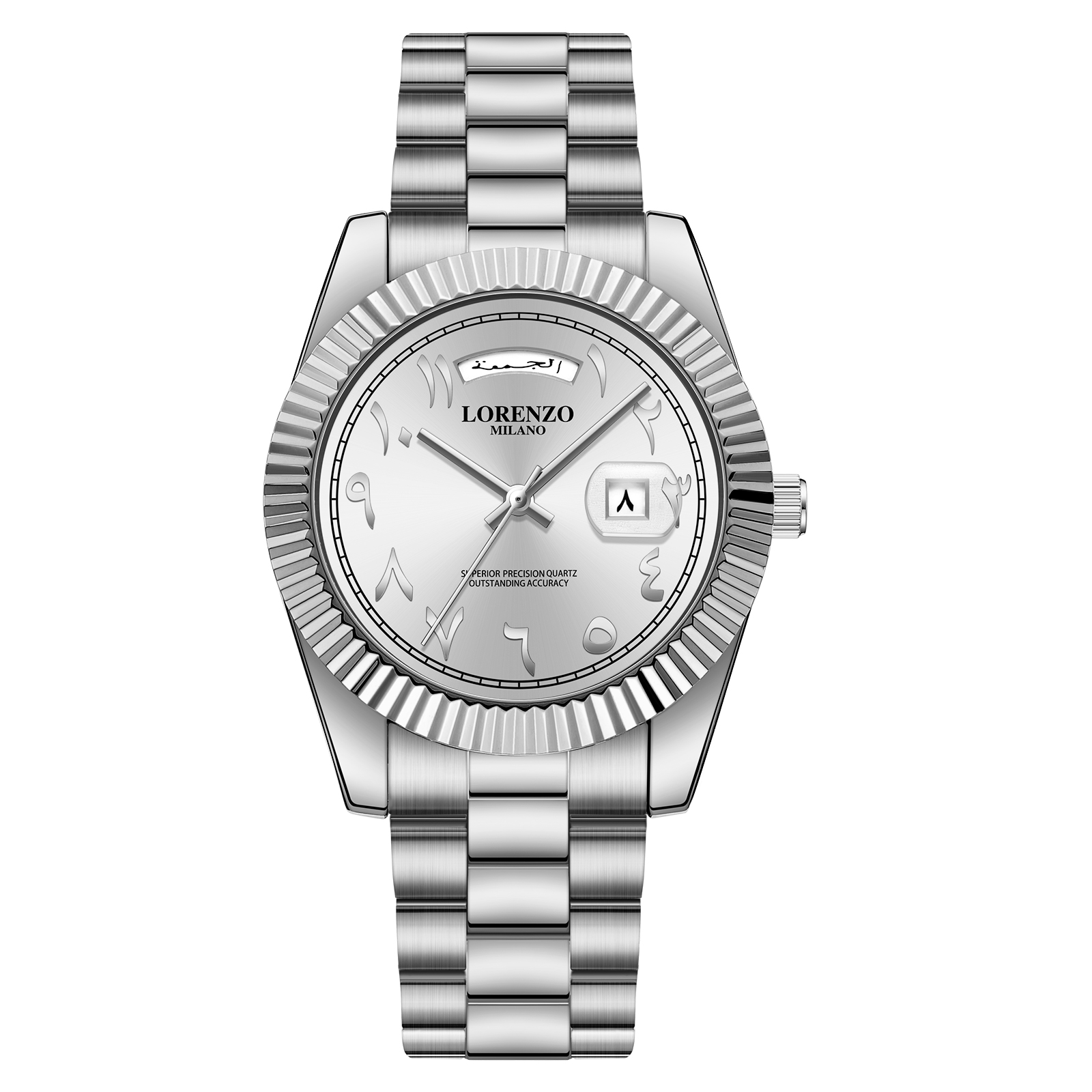 Lorenzo Day-Date Arabic Silver