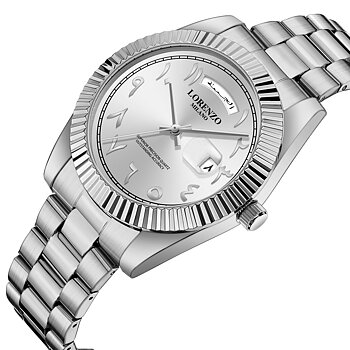 Lorenzo Day-Date Arabic Silver