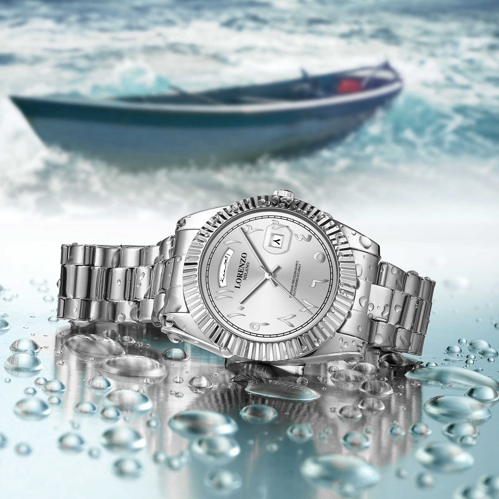 Lorenzo Day-Date Arabic Silver - 8