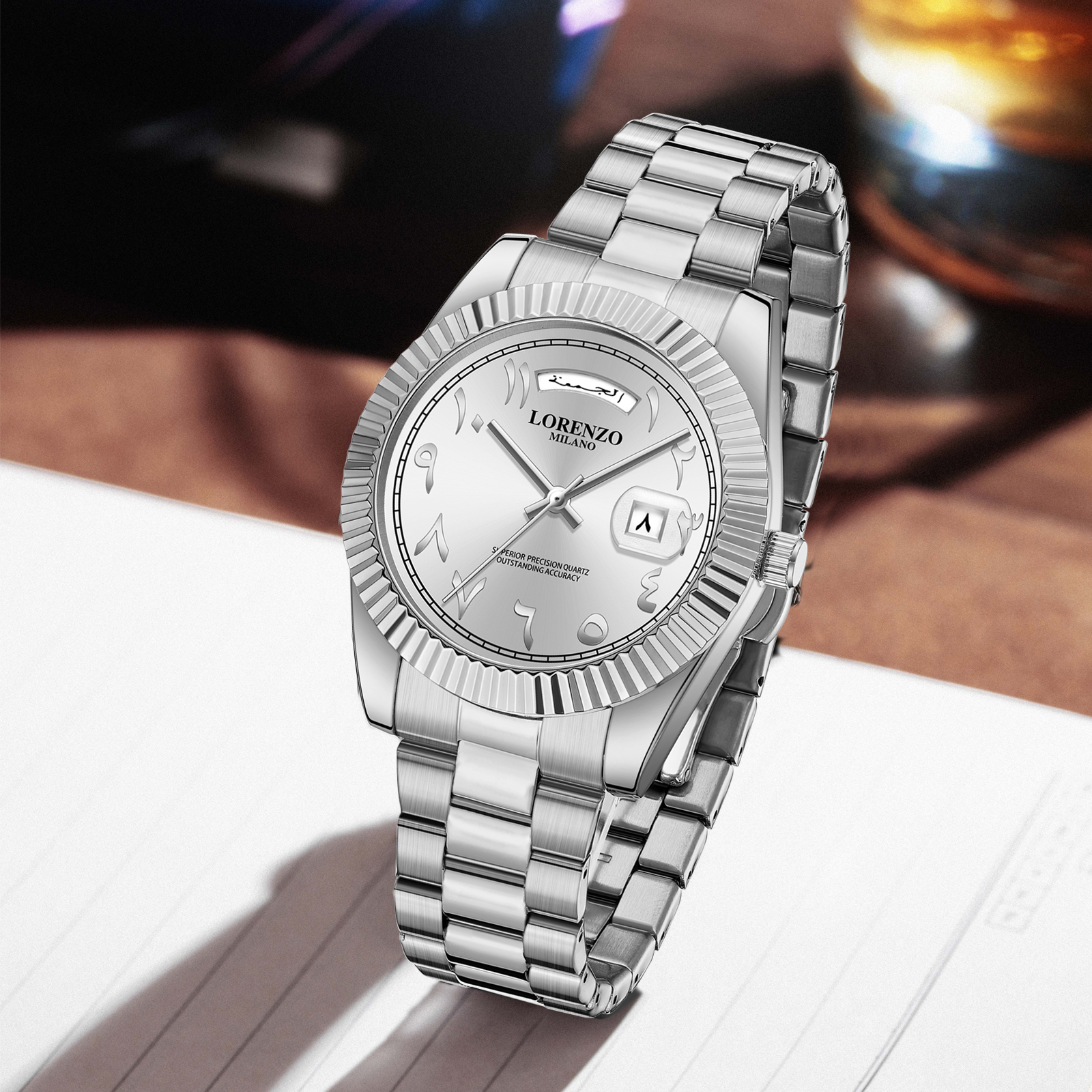 Lorenzo Day-Date Arabic Silver - 9